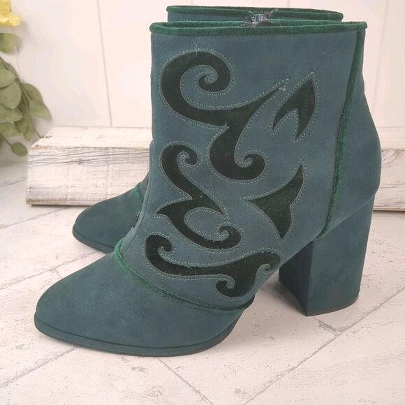 Cloudwalkers Dark Teal Green Broome Ankle Booties with Velvet Inset Size 9.5W - Picture 3 of 16
